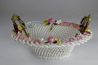 Staffordshire Lattice Ware Porcelain Basket