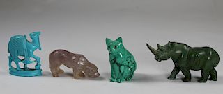 (4) Carved Stone Animal Figurines