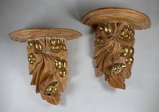 Pair of Gilt Carved Wood Shelves