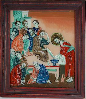 Eglomise Painting of Christ Washing Feet