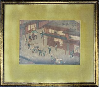 Antique Framed Japanese Woodblock