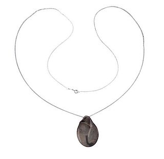 Tiffany &amp; Co Peretti Sterling Leaf Pendant Long Necklace 