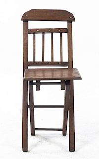 A Mahogany Diminutive Folding Chair, Height 25 1/2 inches.
