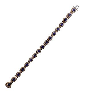 14k Gold Diamond Sapphire Bracelet 