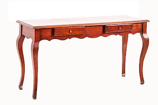 A French Provincial Style Mahogany Console with Two Drawers, 20th Century.