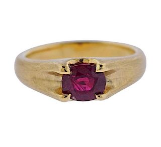 Certified 1.51ct Burma Ruby 18k Gold Ring 