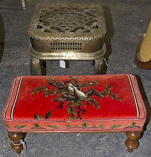 A Victorian Walnut Ottoman, Width of first 18 3/4 inches.