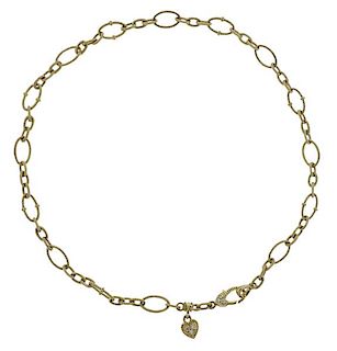 Judith Ripka 18K Gold Diamond Heart Charm Necklace
