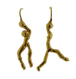Jean Mahie 22K Gold Abstract Earrings
