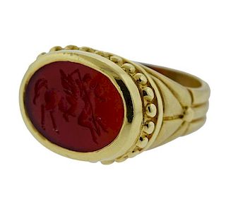 Seidengang Athena 18K Gold Carnelian Intaglio Ring