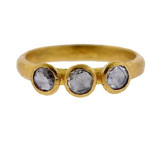 Gurhan Skittle 22K Gold Diamond Three Stone Ring
