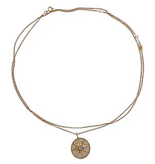 Christian Dior 18K Gold Diamond MOP Pendant Necklace