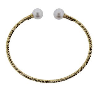 David Yurman Solari 18K Gold Pearl Cuff Bracelet