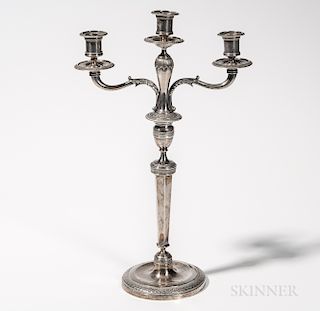 French Silver Convertible Three-light Candelabra