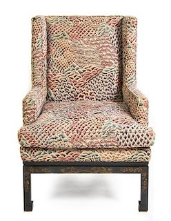 A Georgian Style Upholstered Armchair, Height 41 1/2 inches.