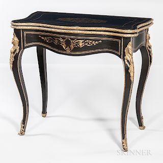 Second Empire Ebonized-mahogany and Boulle-work Swivel-top Card Table