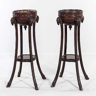 Pair of Georgian-style Mahogany Plant Stands