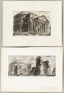 Giovanni Battista Piranesi (Italian, 1720-1778)    Six Engravings of Views and Plans of The Pantheon