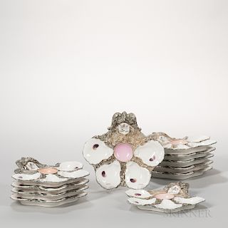 Set of Eleven Limoges Porcelain Oyster Plates