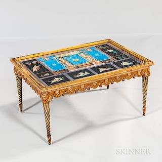 Pompeian Motif Polychrome Painted Low Table