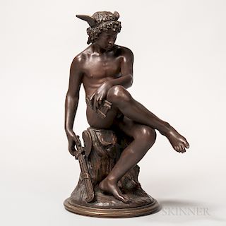 After Marius Montagne (French, 1828-1879)    Bronze Figure of Hermes