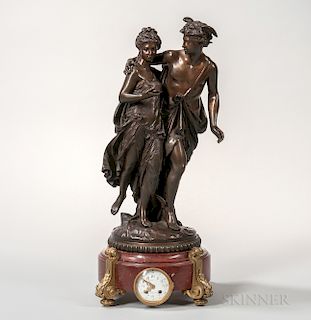 Figural Bronze-mounted Mantel Clock