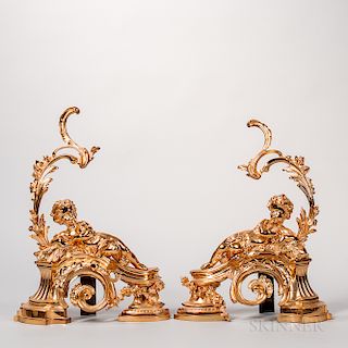 Pair of Gilt-metal Chenets