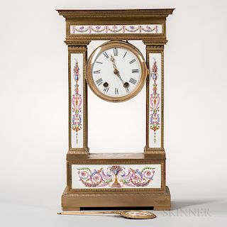 Neoclassical-style Dore Bronze and Porcelain Cartel Clock