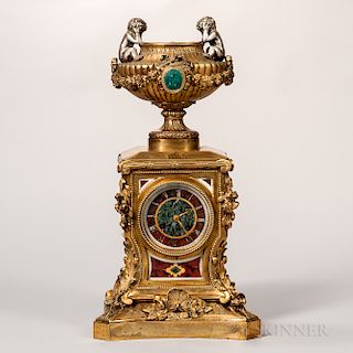 Dore Bronze and Specimen Marble Mantel Clock