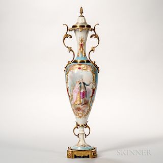 Bronze-mounted Sevres Porcelain Vase and Cover