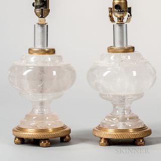 Pair of Louis XVI-style Rock Crystal Lamp Bases