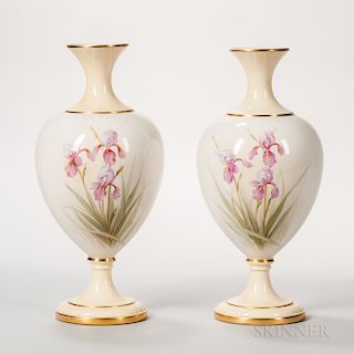 Pair of Lenox Porcelain Hand-painted Vases