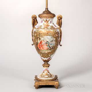 Sevres-style Gilt-bronze-mounted Porcelain Lamp Base