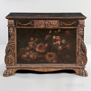 Baroque-style Painted Leather Chest