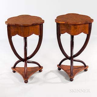 Pair of Biedermeier-style Mahogany and Mahogany-veneered Side Tables