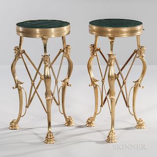 Pair of Neoclassical-style Dore Bronze-mounted Marble-top Tables