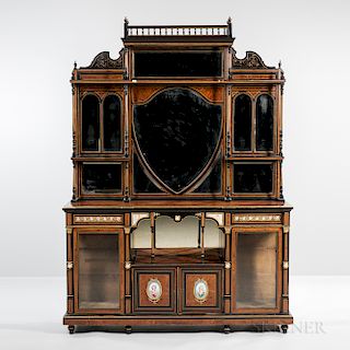 Louis XVI-style Ebonized and Painted Ormolu-mounted Display Cabinet