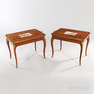 Pair of Tulipwood-veneered and Inlaid Side Tables
