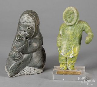 Two Inuit soapstone carvings