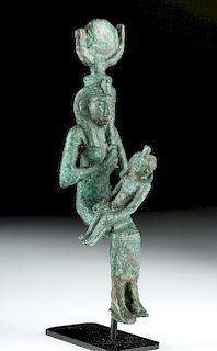 Egyptian Bronze Votive Figure - Isis and Horus