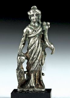 Miniature Roman Silver Amulet of Fortuna