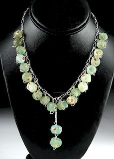 Beautiful Silver Necklacew/ Ancient Viking Glass Beads