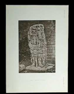 Rare Alfred Maudslay 1890 Photogravure Mayan Stela "N"