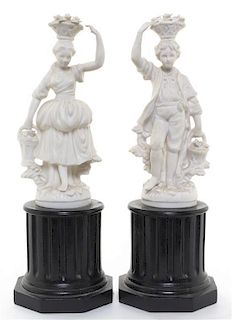 Two Continental Bisque Figures, Height of taller 10 1/2 inches.