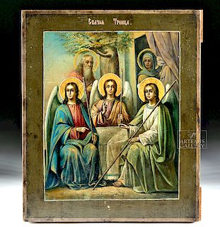 19th C. Russian Icon - Sarah, Abraham, & Angels