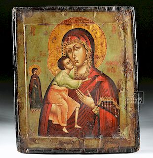 19th C. Russian Icon - Virgin of the Kiss
