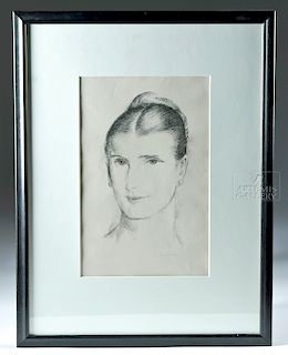 Framed Leon Kroll Lithograph of Mary Lewis Hall, 1933