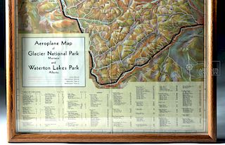 Framed Railway Map of Glacier National Park - 1936
