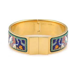 Hermes Multi Color Enamel Cuff Bracelet with Box