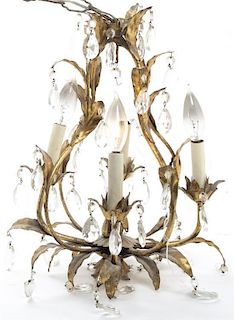 A Louis XVI Style Gilt Metal Four-Light Chandelier, Height 19 inches.